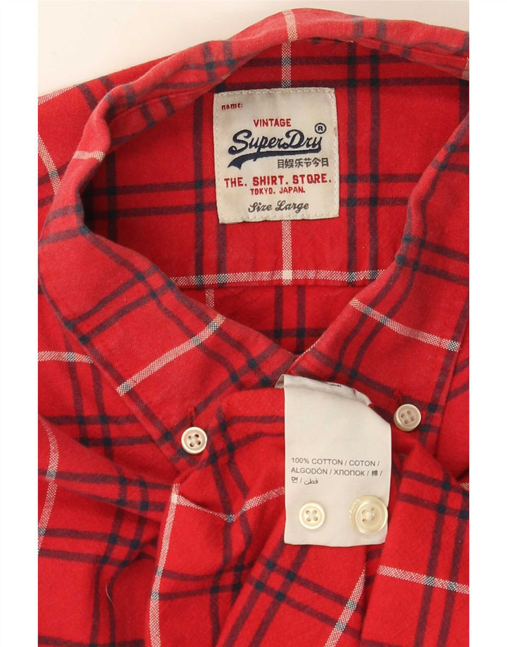 Superdry Flanelskjorte til mænd, stor rød ternet bomuld