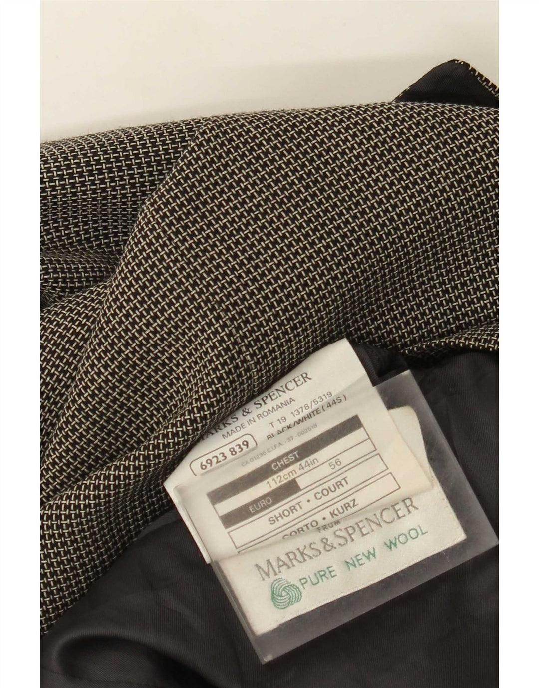 Marks & Spencer Herre 3-knaps blazerjakke UK 44 XL Grå Gingham New Wool