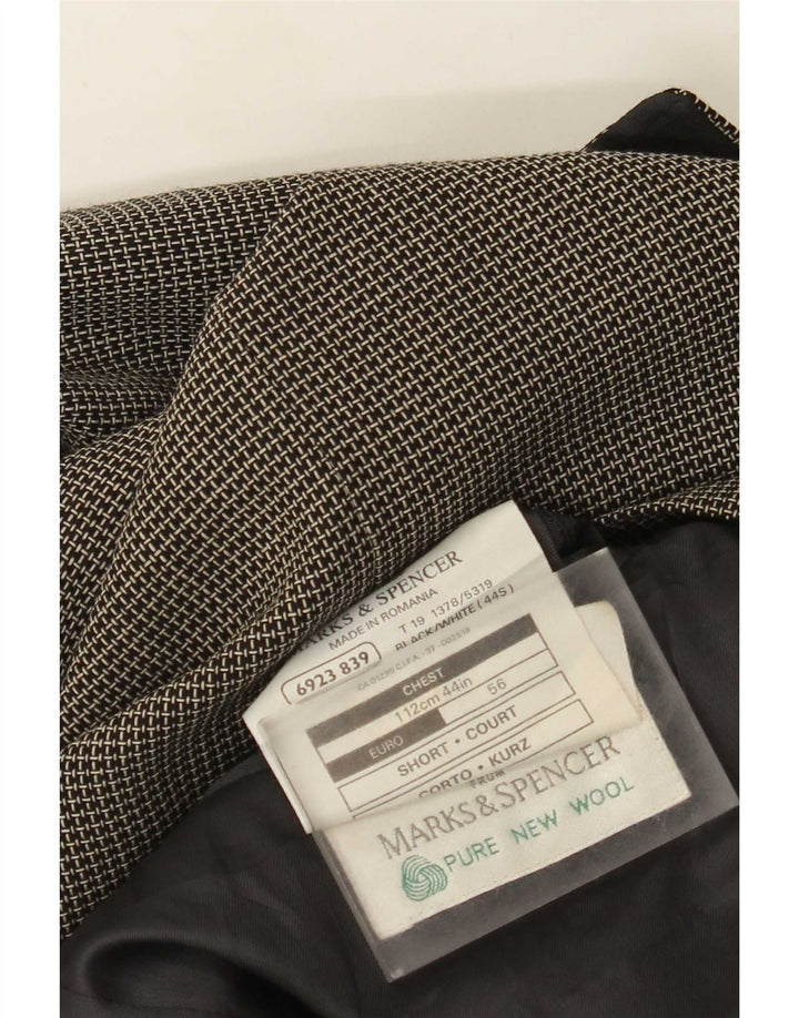 Marks & Spencer Herre 3-knaps blazerjakke UK 44 XL Grå Gingham New Wool