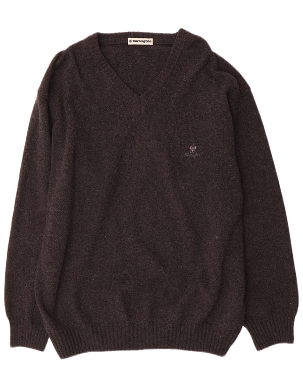 Burlington Herre V-hals sweater IT 52 XL Grå Uld