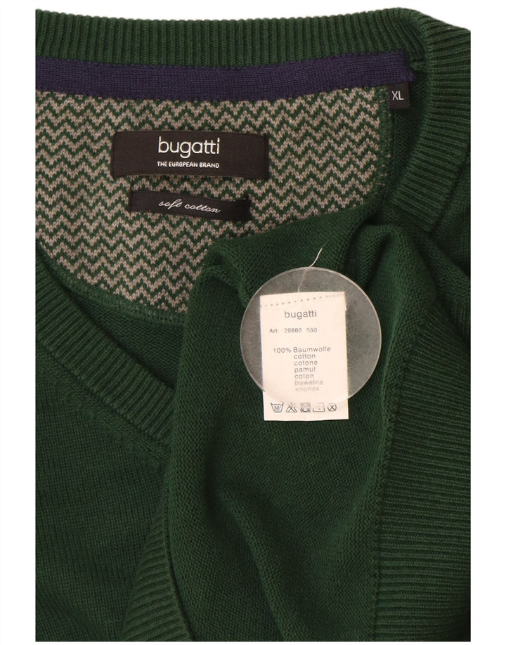 BUGATTI Herre V-hals sweater XL Grøn Bomuld