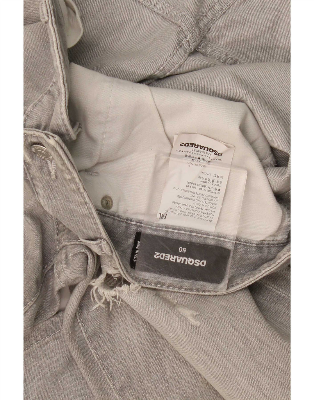 Dsquared2 Dame Distressed Slim Jeans IT 50 XL W36 L35 Grå Bomuld