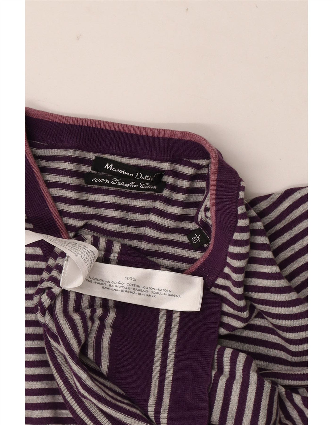 Massimo Dutti Herre V-hals sweater Stor lilla stribet bomuld