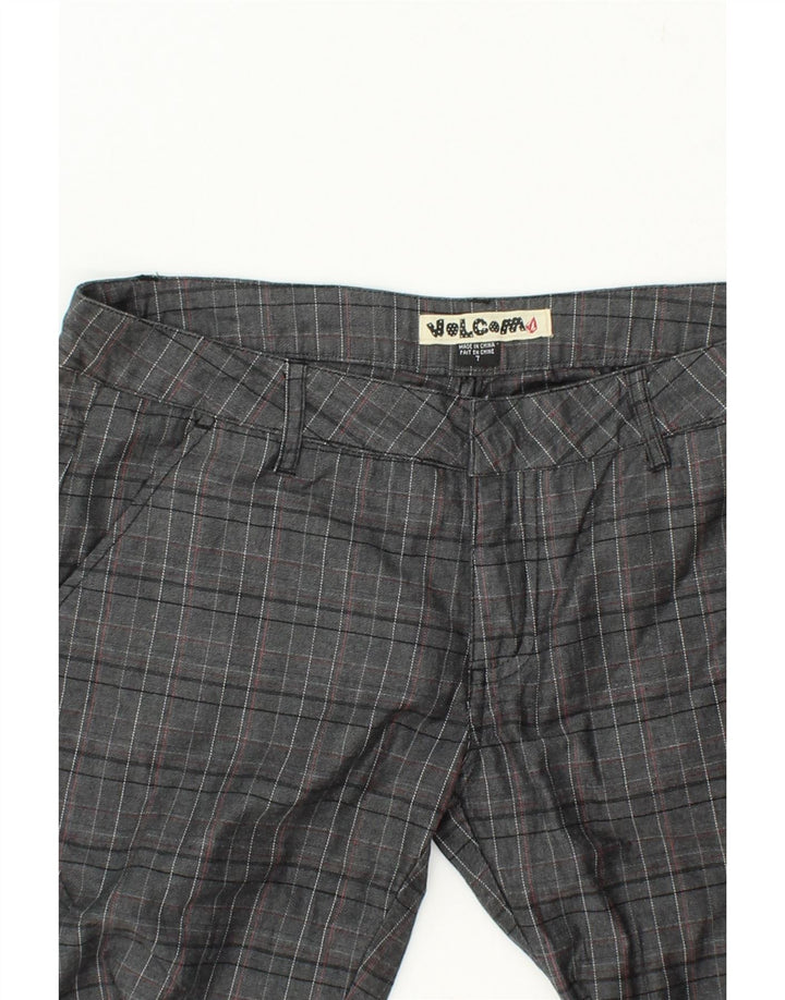 VOLCOM Womens Straight Chino Trousers US 7 Medium W32 L32 Grey Check Vintage Volcom and Second-Hand Volcom from Messina Hembry 