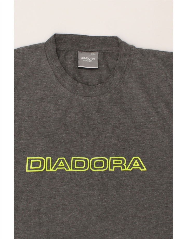 DIADORA Womens Graphic T-Shirt Top 2XL Grey Cotton Vintage Diadora and Second-Hand Diadora from Messina Hembry 