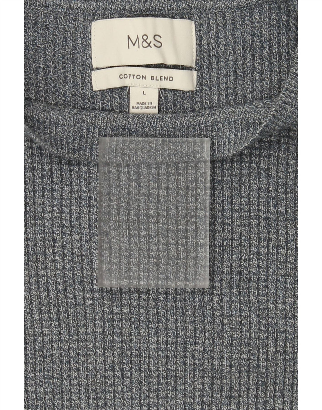 Marks & Spencer Herre Boat Neck Jumper Sweater Stor Grå Flecked Bomuld