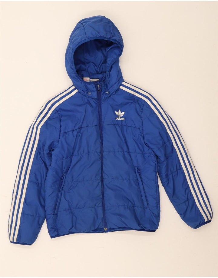 Adidas drenge hættepolstret jakke 10-11 år blå polyester