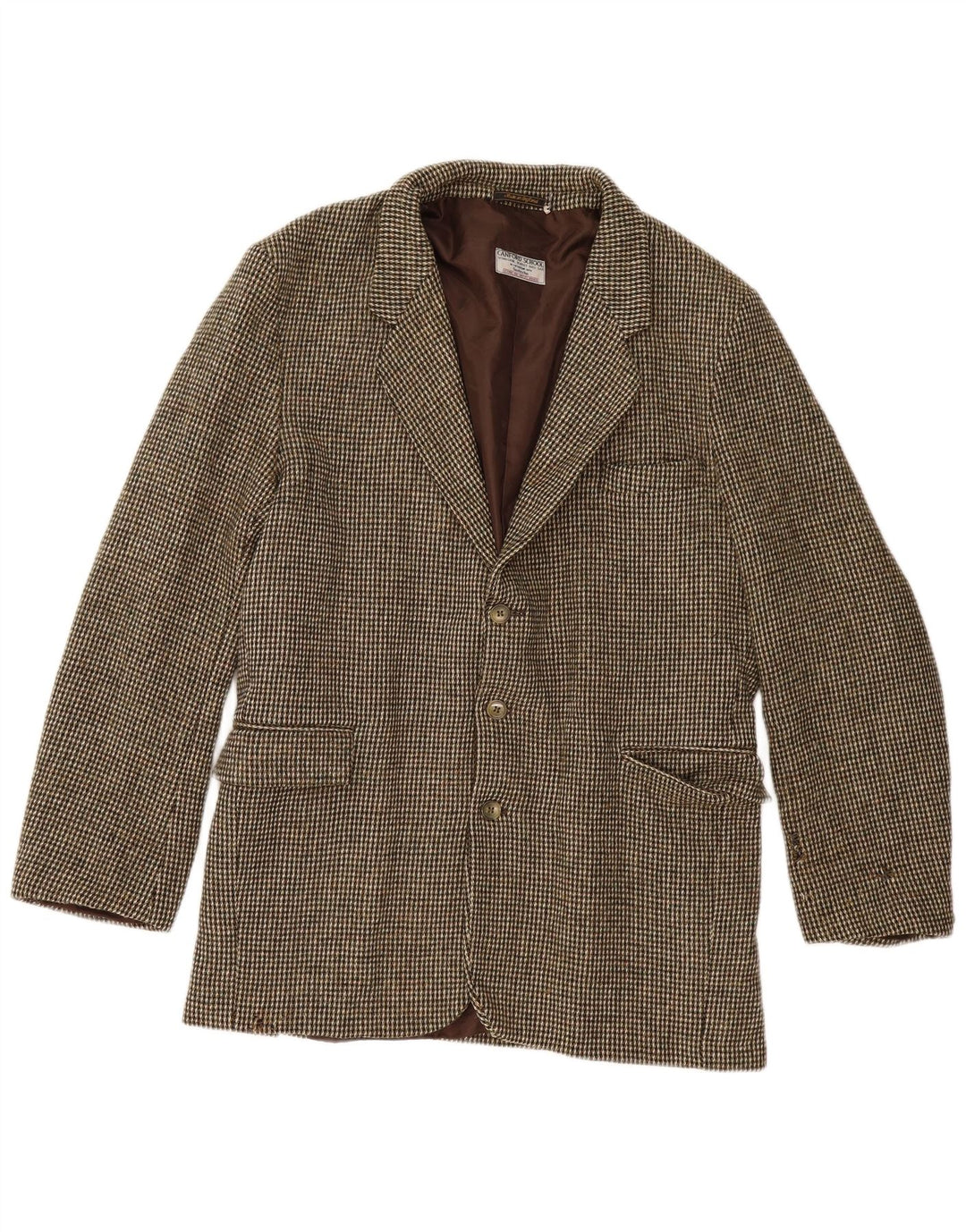 Harris Tweed Herre 3-knaps blazerjakke UK 40 Large Brown Check New Wool