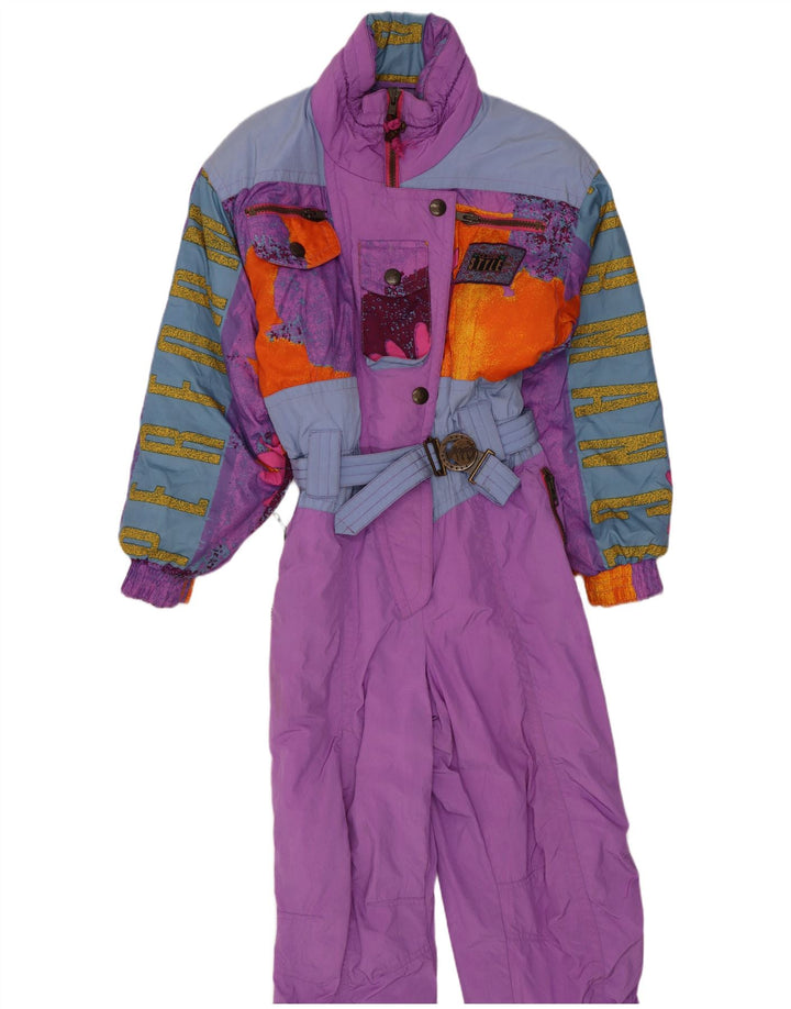 Ninety Eight Dame Ski Jumpsuit UK 14 Medium Lilla Colourblock Retro