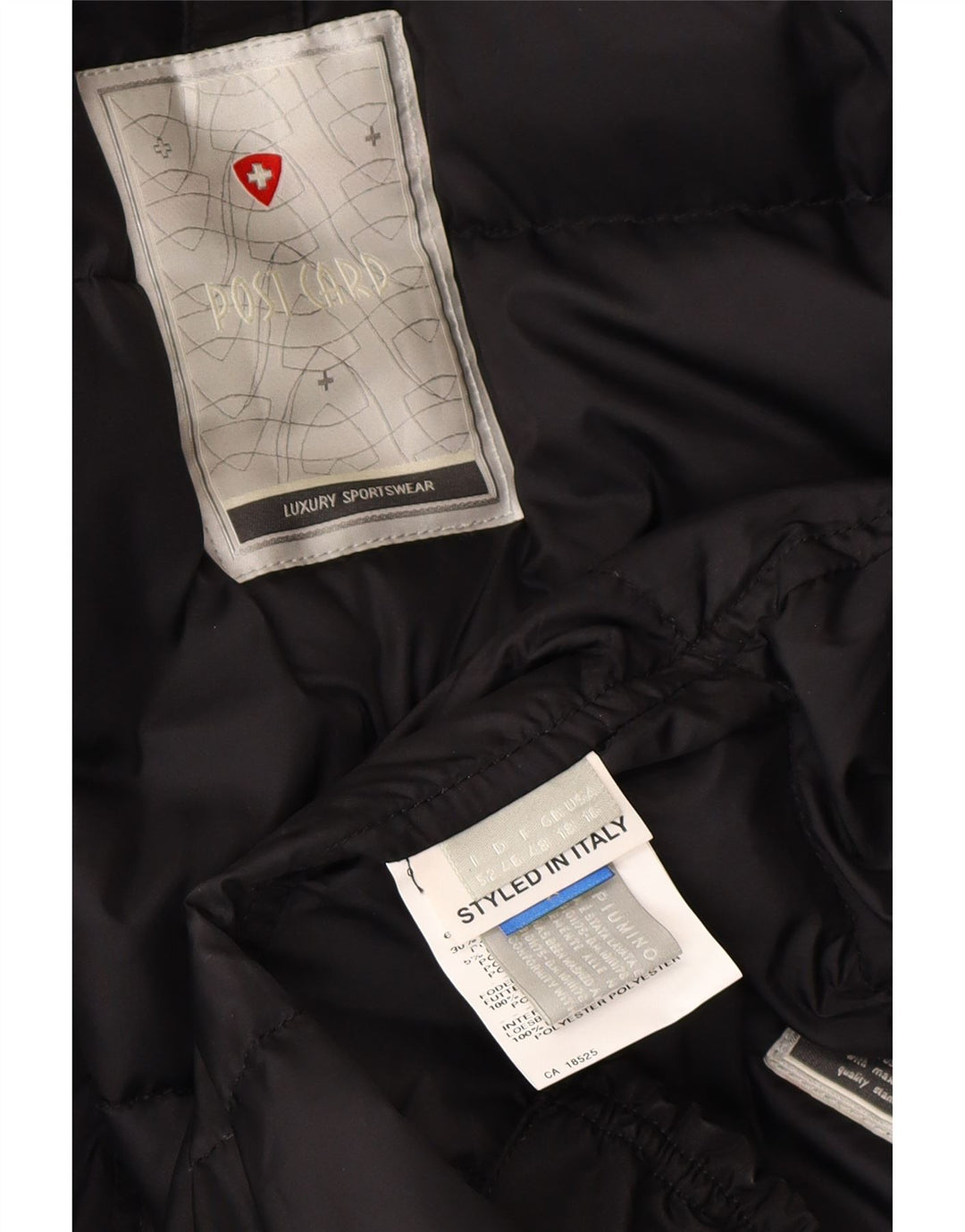 Postkort Dame polstret frakke UK 18 XL sort polyester vinter