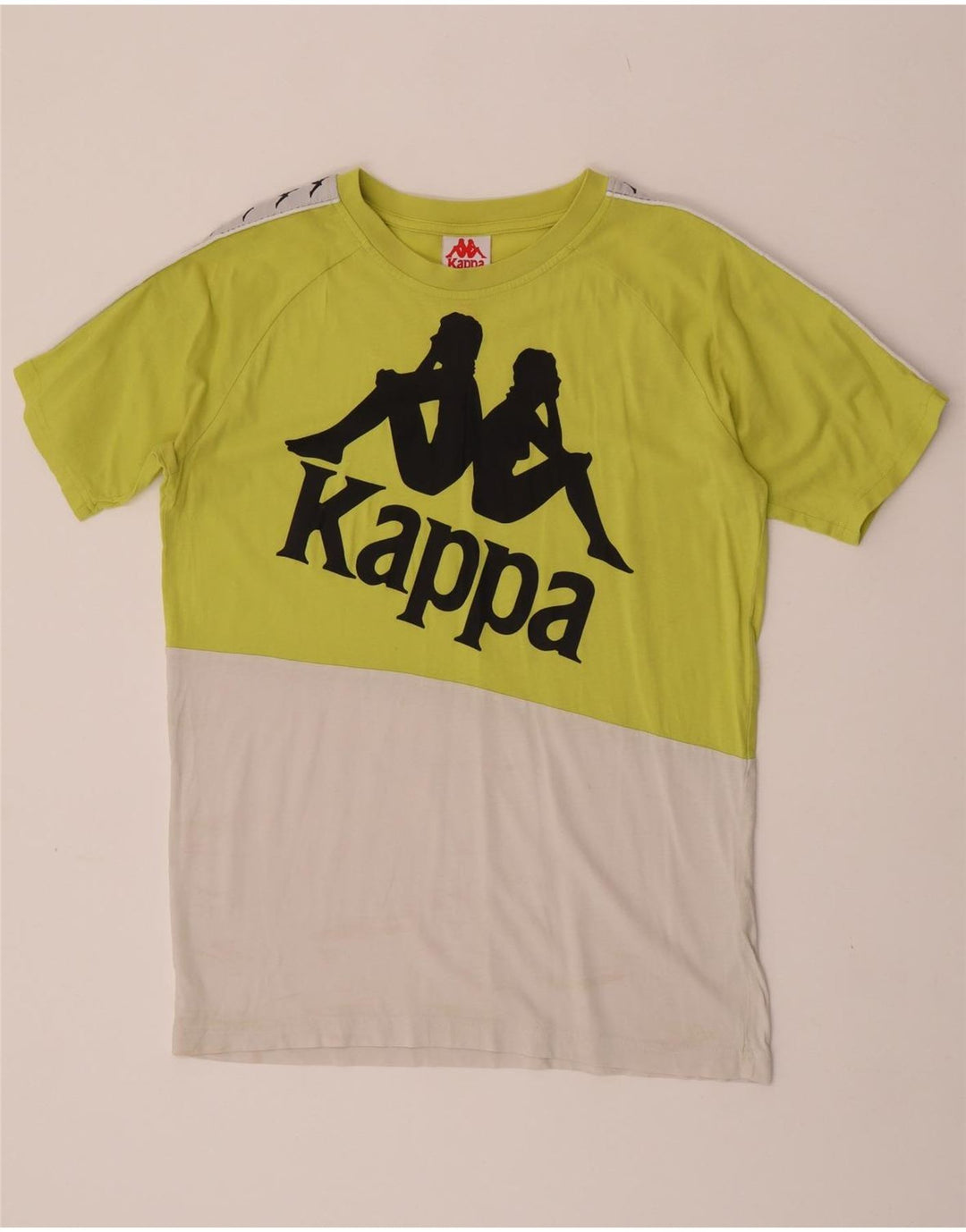Kappa Herre grafisk T-shirt Top Medium Grøn Colourblock Bomuld