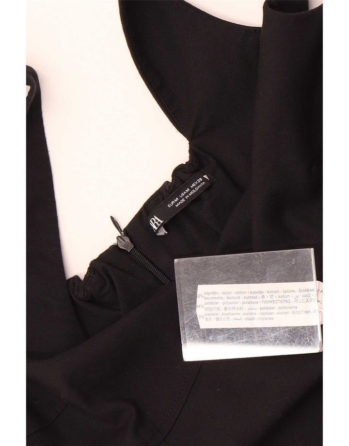 Zara Dame Mini Sleeveless Sheath Dress UK 12 Medium Black Polyester