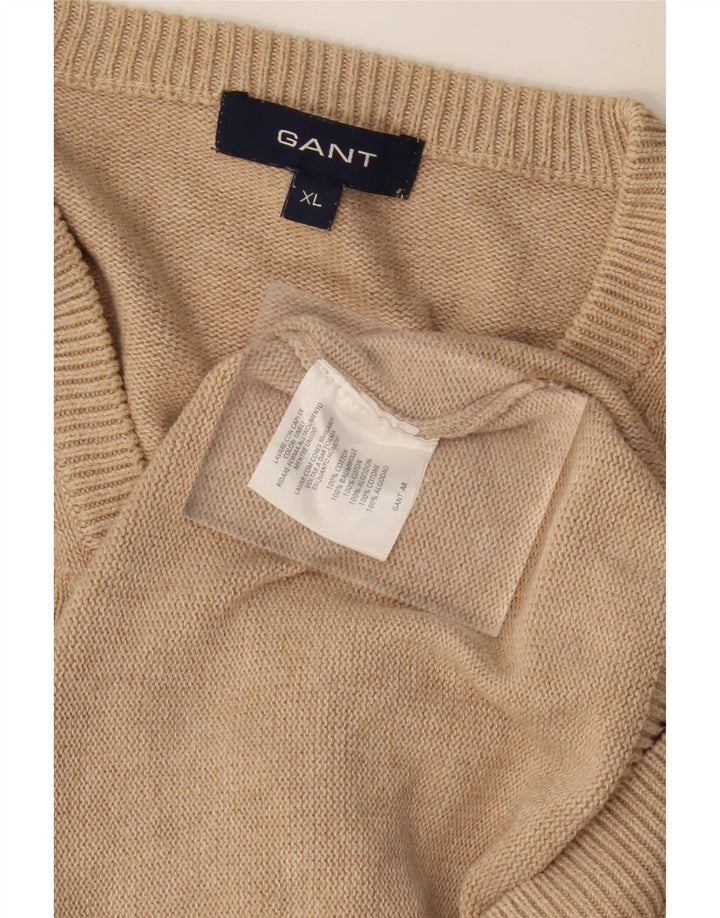 GANT Herre V-hals sweater XL Beige Bomuld
