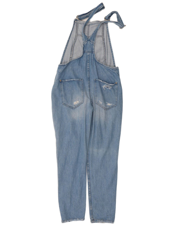 Zara Womens Distressed Dungarees Tapered Jeans Small W28 L27 Blue Cotton