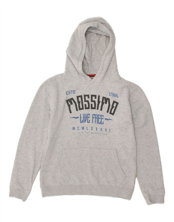 MOSSIMO Boys Graphic Hoodie Jumper 9-10 Years Grey Cotton Vintage Mossimo and Second-Hand Mossimo from Messina Hembry 