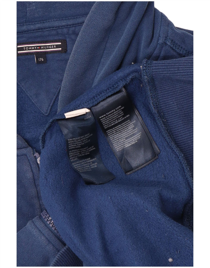 TOMMY HILFIGER Grafisk hættetrøje med lynlås til drenge 15-16 år blå bomuld