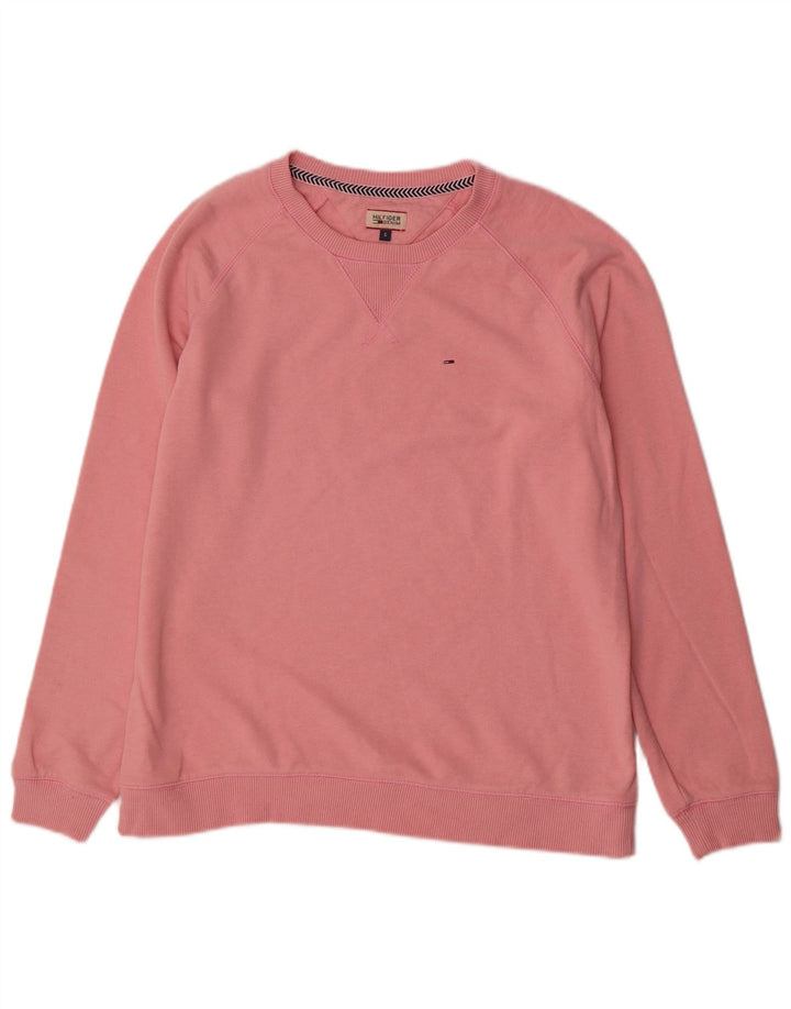 Tommy Hilfiger Dame Oversized Sweatshirt Jumper UK 10 Small Pink Bomuld