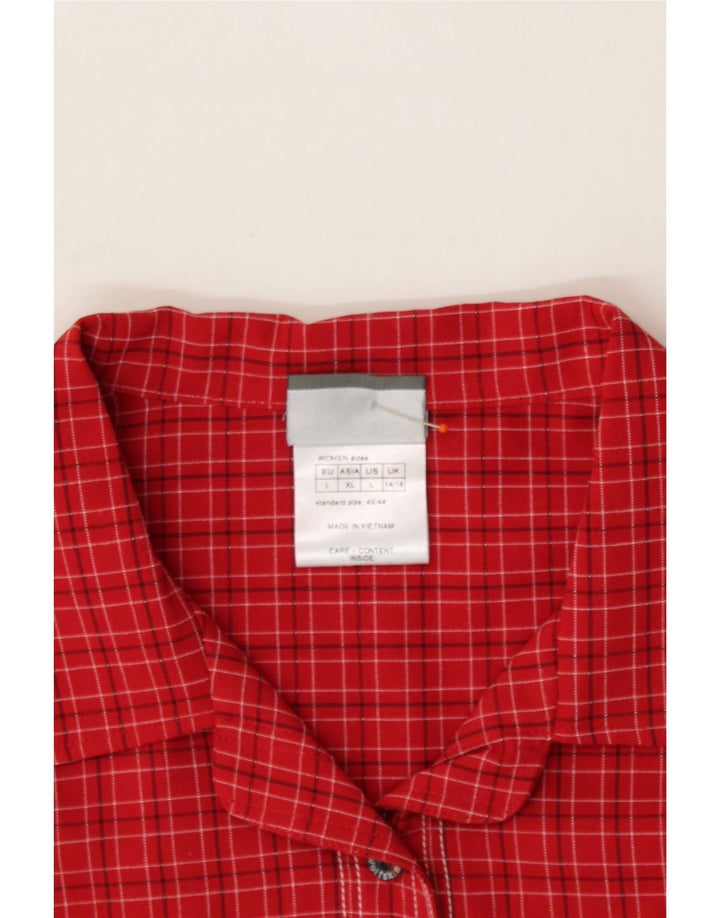JACK WOLFSKIN Womens Short Sleeve Shirt UK 14/16 Large Red Check Polyester Vintage Jack Wolfskin and Second-Hand Jack Wolfskin from Messina Hembry 