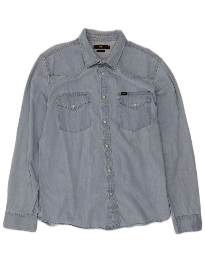 LEE Herre Slim Fit Denim Shirt XL Blå Bomuld