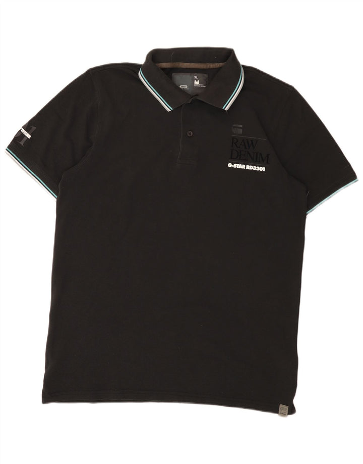 G-Star Herre grafisk poloshirt XL sort bomuld