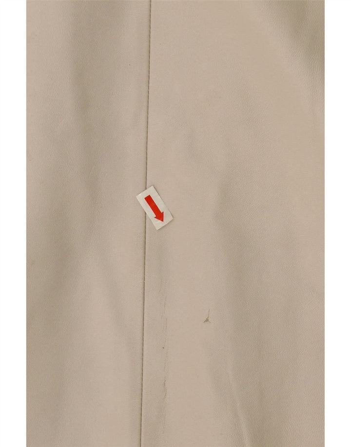 VINTAGE Womens Leather 3 Button Blazer Jacket UK 14 Medium Beige Vintage Vintage and Second-Hand Vintage from Messina Hembry 