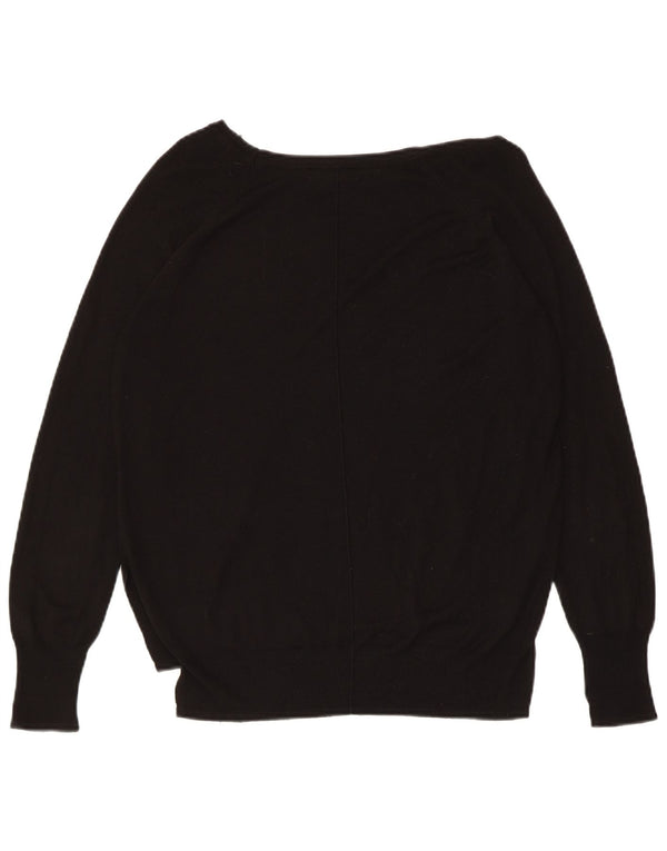 ZARA Dame Boat Neck Jumper Sweater UK 14 Large Sort Syntetisk