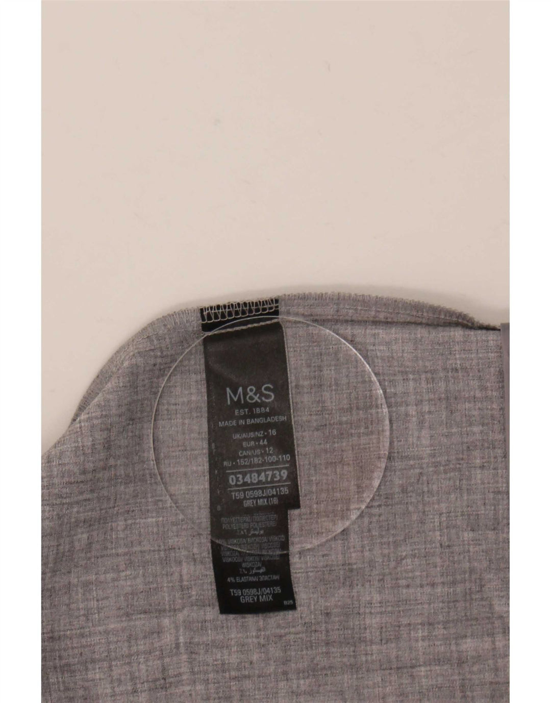 Marks & Spencer Dame 3/4 ærmet åben blazerjakke UK 16 Large Grå