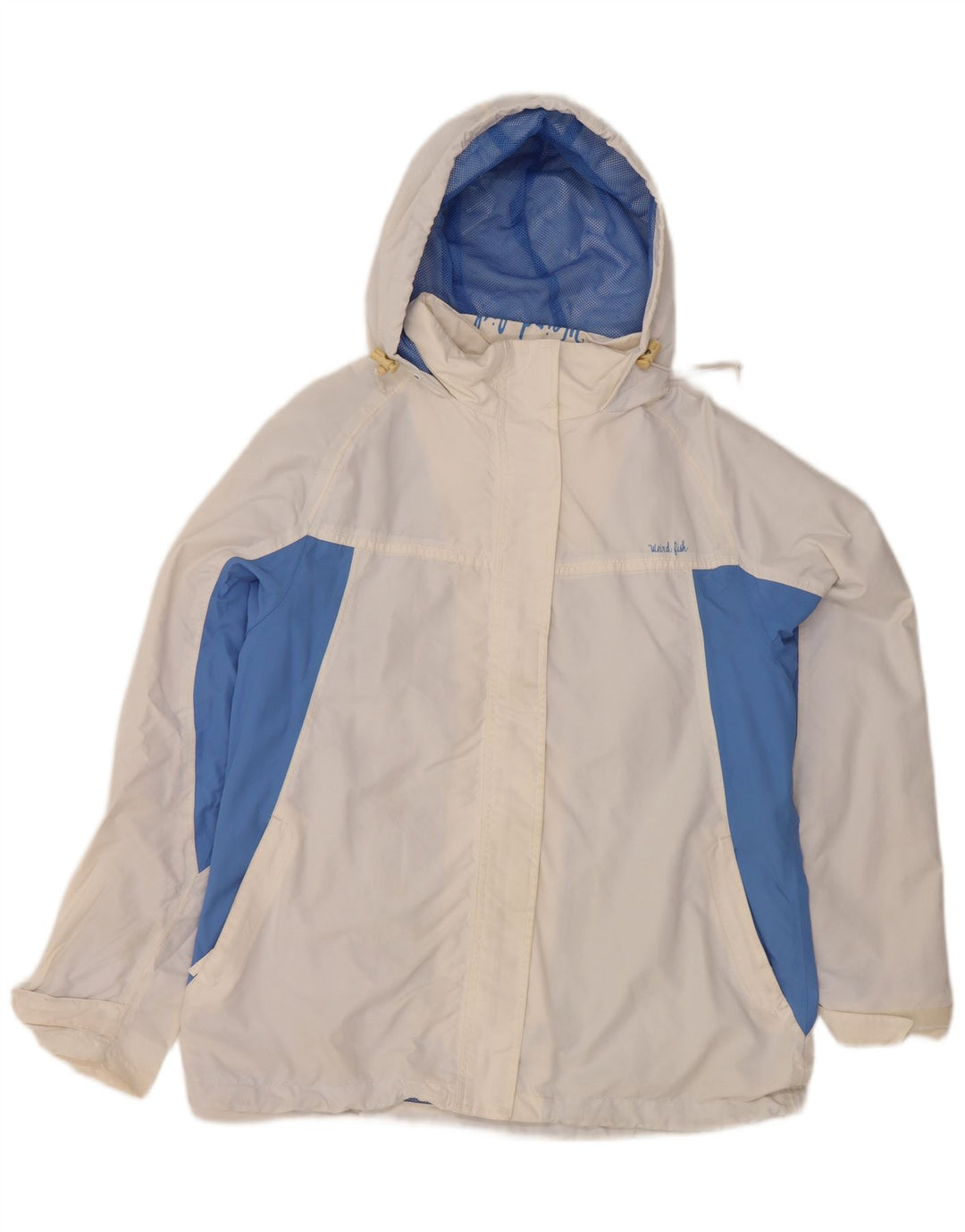 Weird Fish Dame Regnjakke med hætte UK 14 Large White Colourblock Nylon