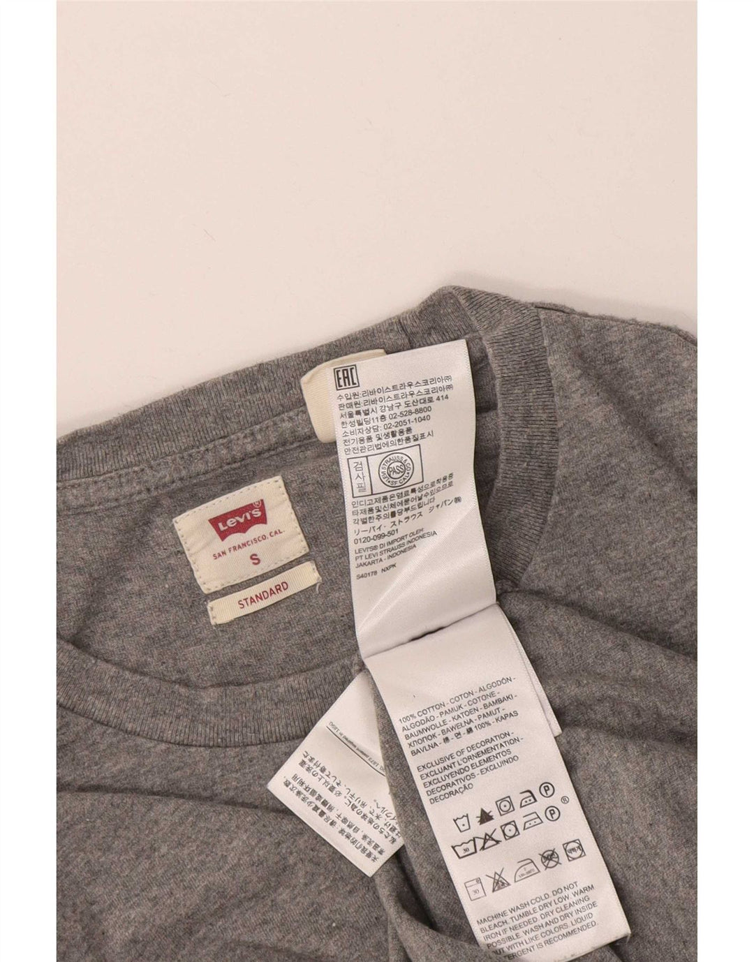 Levi's Herre Standard Fit Top Langærmet Lille Grå Flecked Bomuld