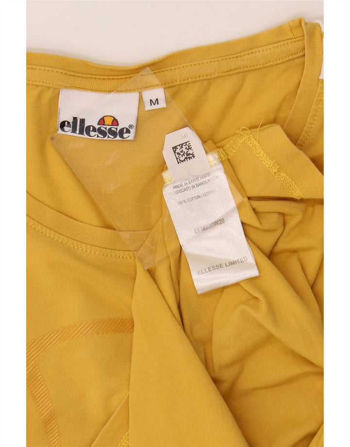 ELLESSE Womens Graphic T-Shirt Top UK 12 Medium Yellow Cotton Vintage Ellesse and Second-Hand Ellesse from Messina Hembry 