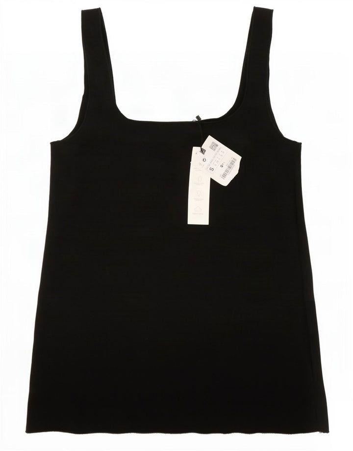 Zara Dame Cami Top UK 10 Small Black Viscose