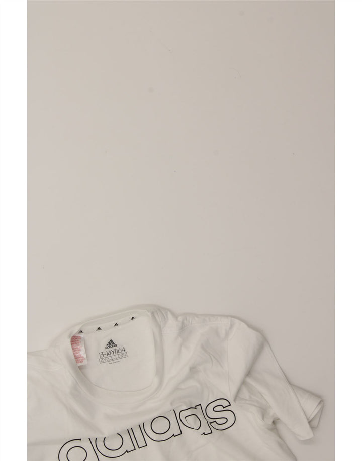 ADIDAS Boys Graphic T-Shirt Top 13-14 Years White Vintage Adidas and Second-Hand Adidas from Messina Hembry 