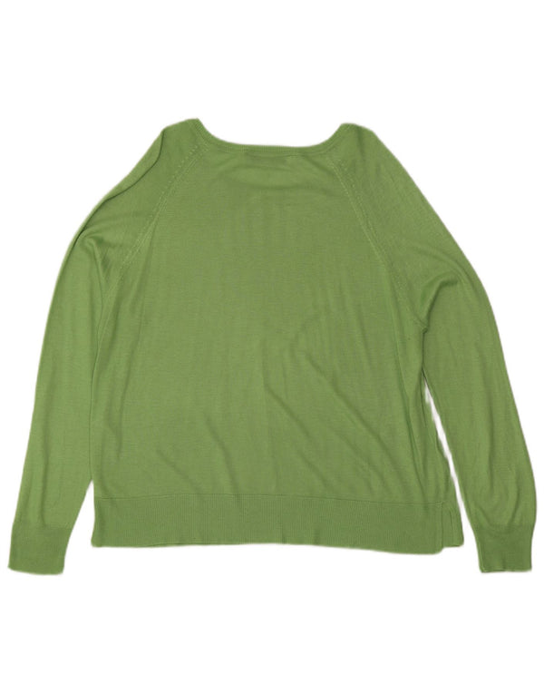 Zara Dame Boat Neck Jumper Sweater UK 14 Medium Green Viscose