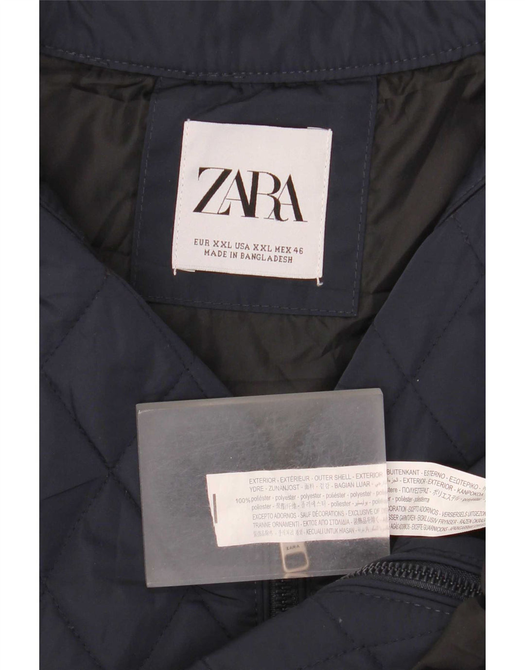 Zara Herre Quiltet Gilet UK 44 2XL Navy Blue Polyester