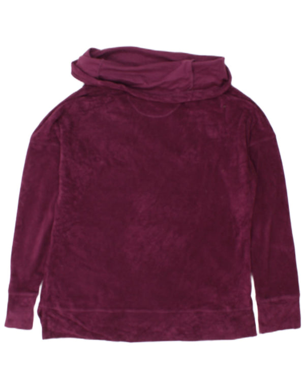 Calvin Klein Dame Velour Sweatshirt Jumper UK 16 Large Maroon Polyester