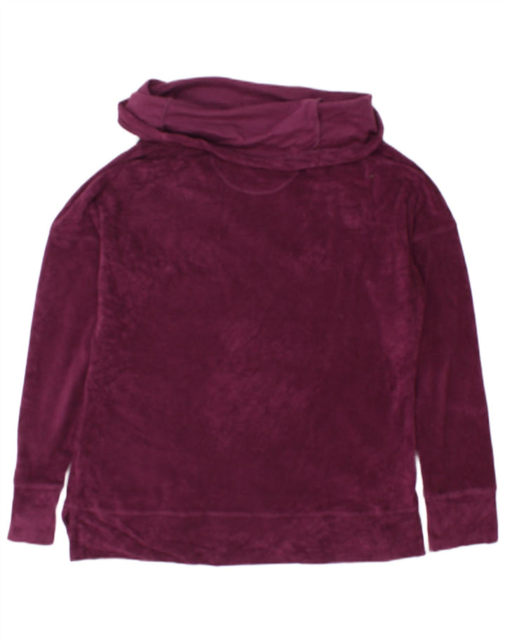 Calvin Klein Dame Velour Sweatshirt Jumper UK 16 Large Maroon Polyester