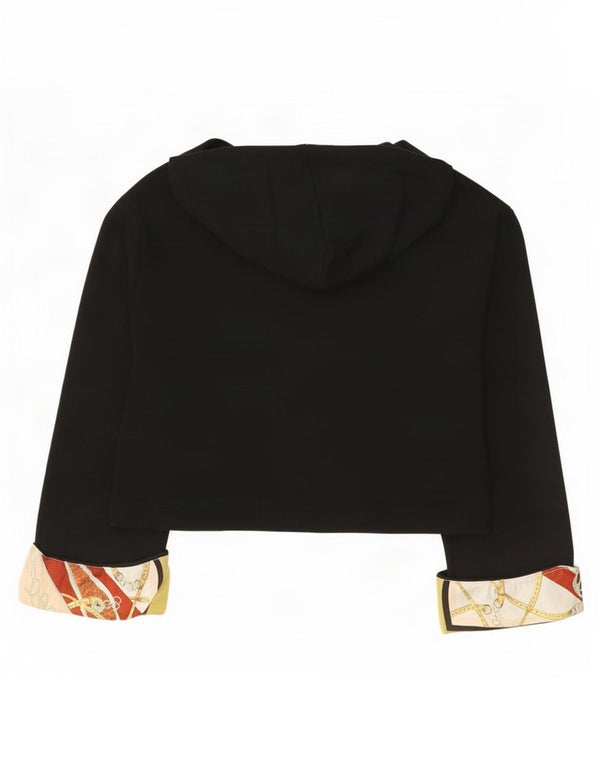 Zara Womens Crop Abstrakt mønster Oversized Hoodie Jumper UK 10 Small Black