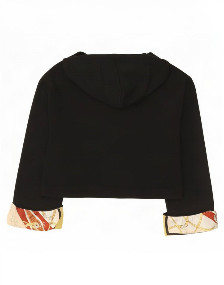 Zara Womens Crop Abstrakt mønster Oversized Hoodie Jumper UK 10 Small Black