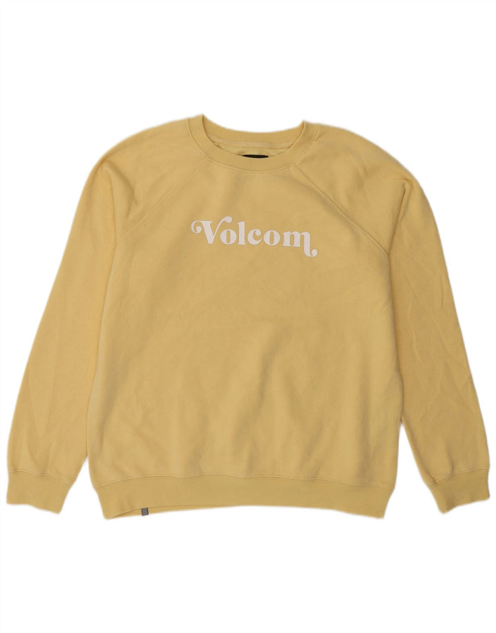 VOLCOM Grafisk Sweatshirt Jumper UK 14 Medium Gul Bomuld