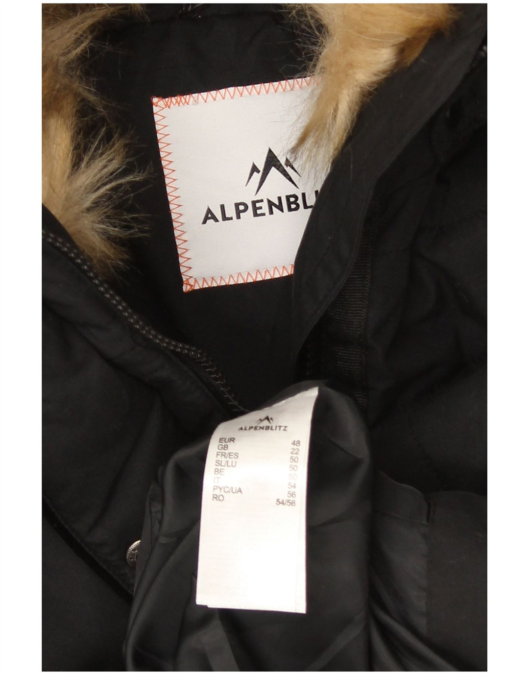 Alpenblitz Dame Hætte Polstret Frakke UK 22 2XL Sort Polyester