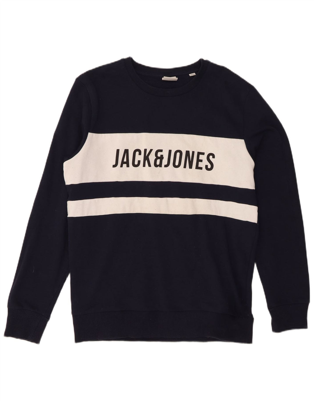 Jack & Jones grafisk sweatshirt til mænd, stor marineblå farveblok