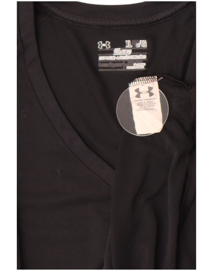 Under Armour Dame T-Shirt Top UK 18 XL Sort Polyester