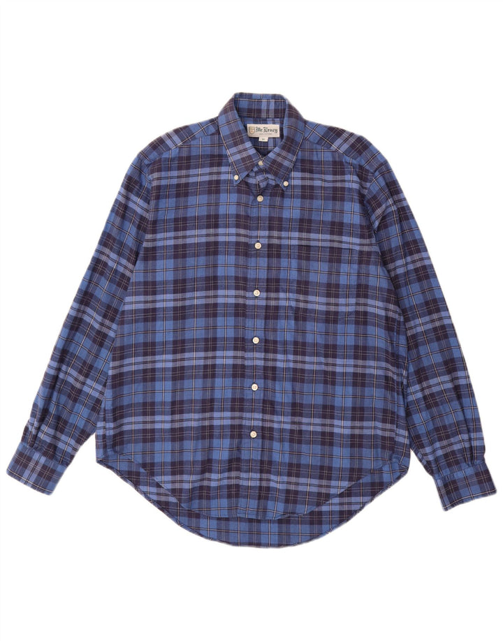 MC Kenzy Herre Flanelskjorte Medium Blue Ternet Bomuld