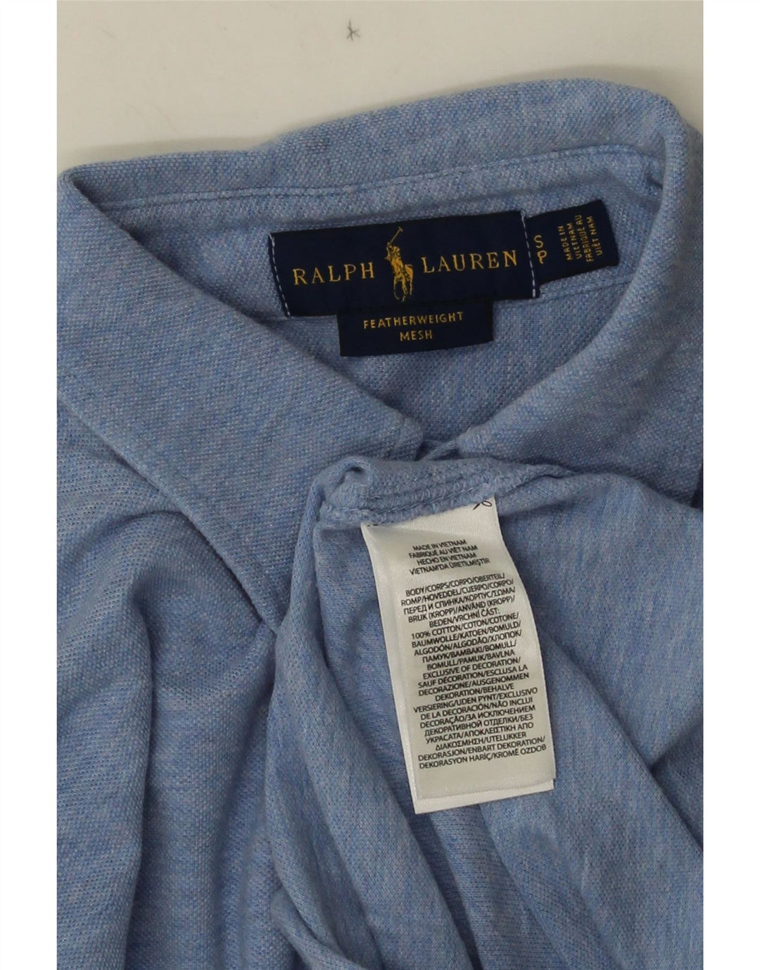 Ralph Lauren Herre fjervægts mesh skjorte lille blå bomuld