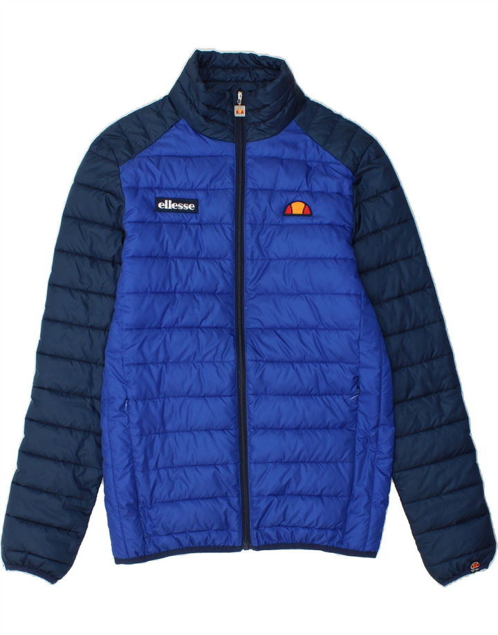 ELLESSE Mens Padded Jacket UK 34 XS Blue Colourblock Polyester Vintage Ellesse and Second-Hand Ellesse from Messina Hembry 