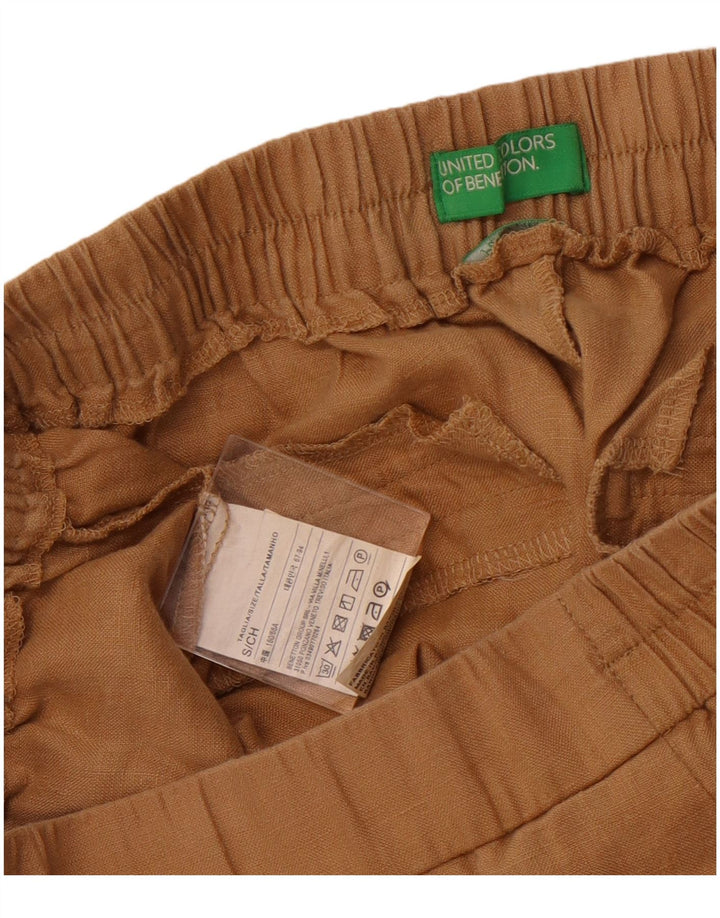 Benetton Dame tilspidsede Casual Bukser Små W26 L25 Beige hør