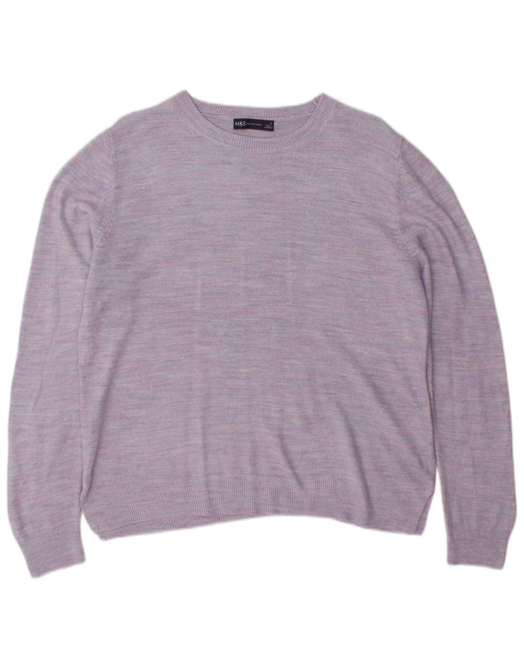 Marks & Spencer Dame sweater med rund hals DK 12 Medium Lilla Flecked