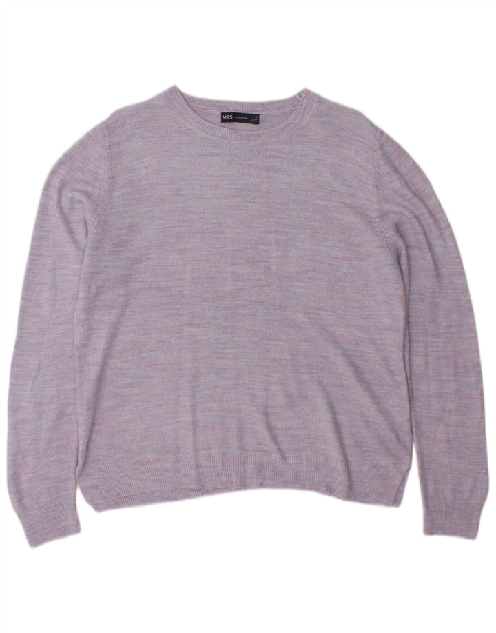 Marks & Spencer Dame sweater med rund hals DK 12 Medium Lilla Flecked