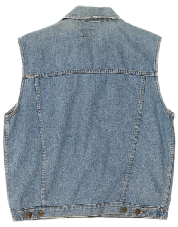 Vintage Herre Denim Gilet UK 40 Large Blue Cotton
