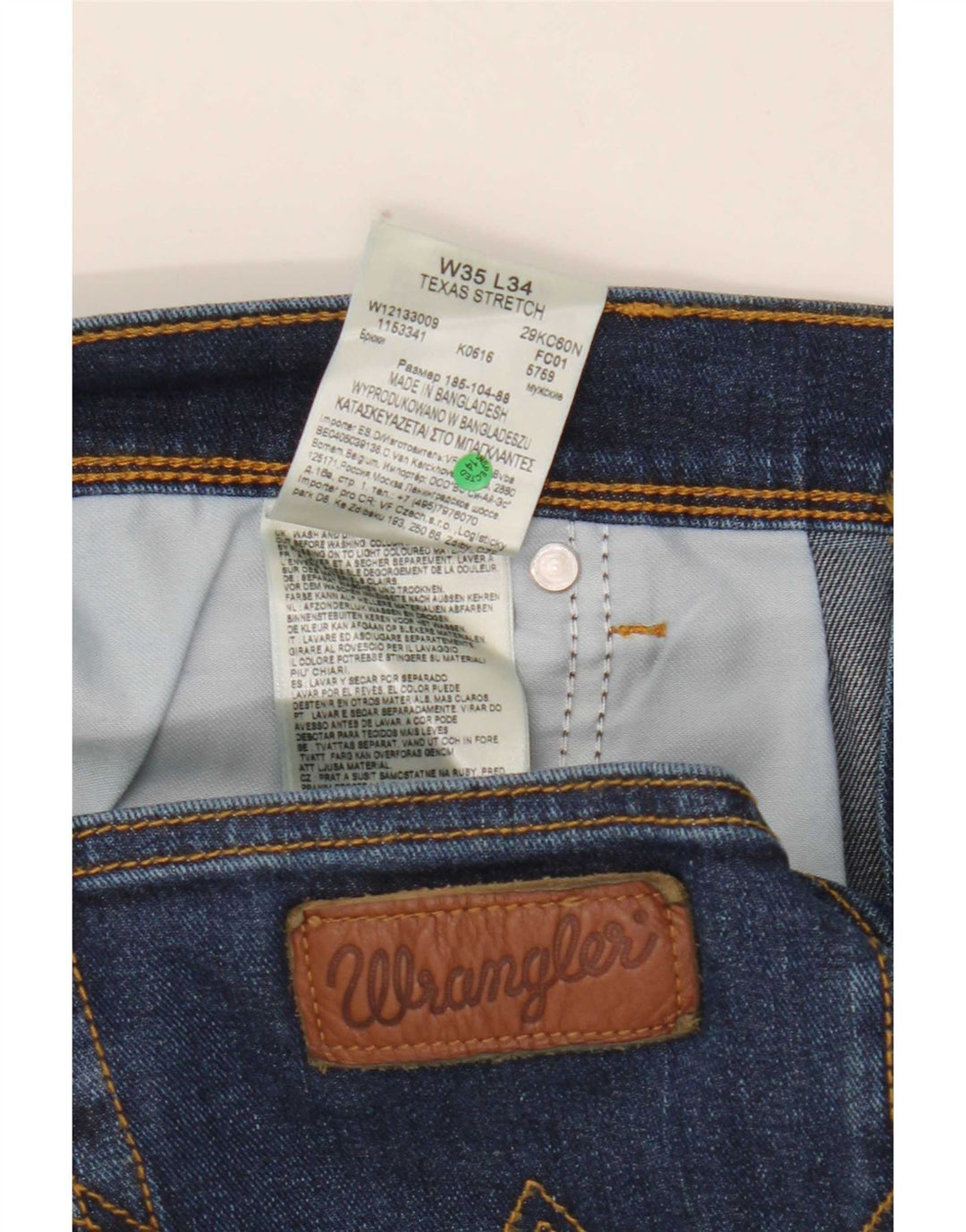 Wrangler Herre Texas Stretch Straight Jeans W35 L34 Blå Bomuld